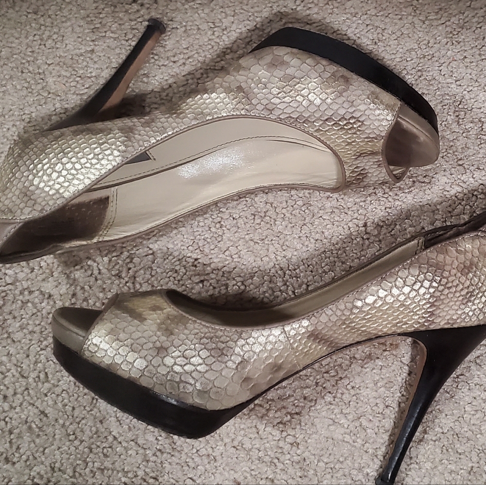 Taupe Orion print leather shoe.